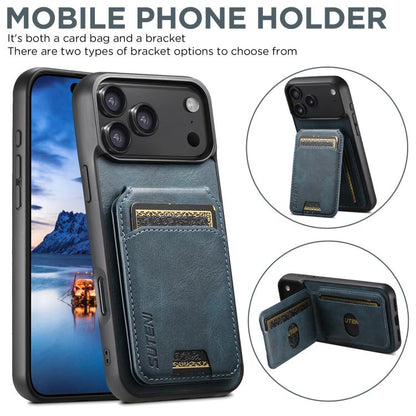 For iPhone 17 Pro Suteni H02 Leather Wallet Stand Back Phone Case(Blue) - iPhone 17 Pro Cases by Suteni | Online Shopping UK | buy2fix