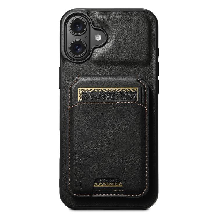 For iPhone 17 Suteni H02 Leather Wallet Stand Back Phone Case(Black) - iPhone 17 Cases by Suteni | Online Shopping UK | buy2fix