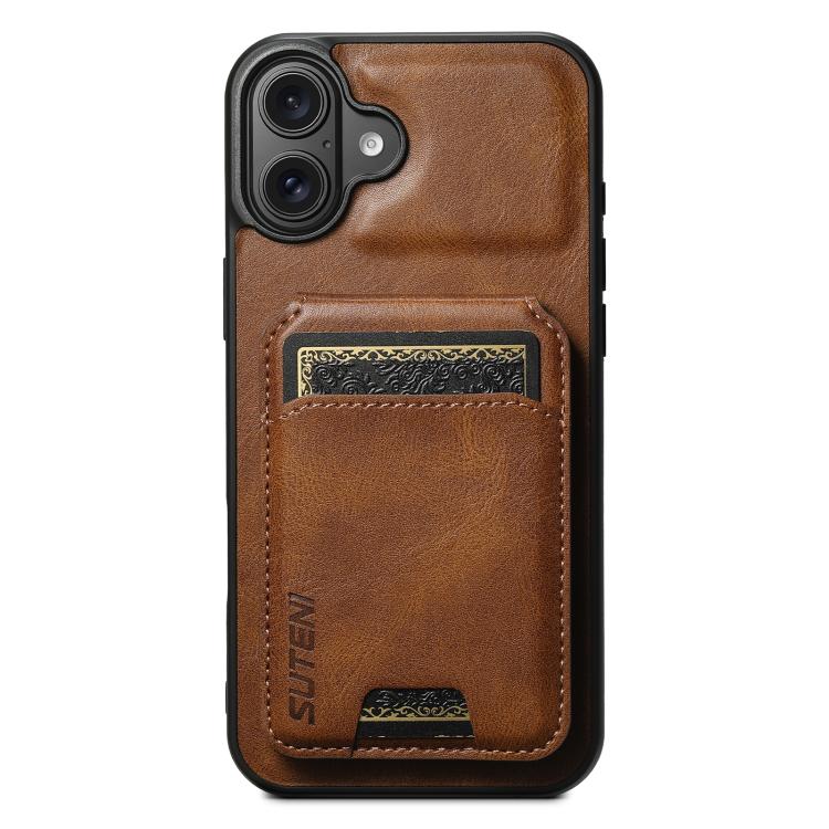 For iPhone 17 Suteni H02 Leather Wallet Stand Back Phone Case(Brown) - iPhone 17 Cases by Suteni | Online Shopping UK | buy2fix
