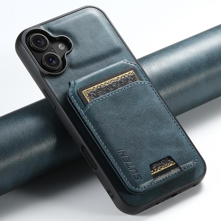 For iPhone 17 Suteni H02 Leather Wallet Stand Back Phone Case(Blue) - iPhone 17 Cases by Suteni | Online Shopping UK | buy2fix