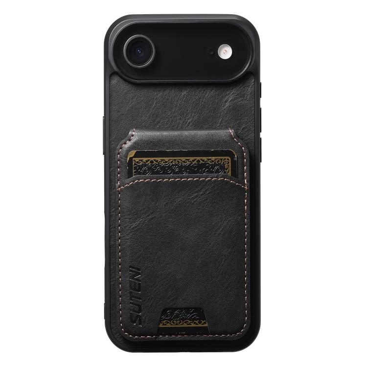 For iPhone Air Suteni H02 Leather Wallet Stand Back Phone Case(Black) - iPhone Air Cases by Suteni | Online Shopping UK | buy2fix