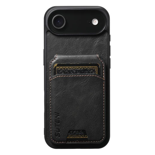 For iPhone Air Suteni H02 Leather Wallet Stand Back Phone Case(Black) - iPhone Air Cases by Suteni | Online Shopping UK | buy2fix
