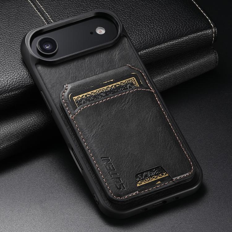 For iPhone Air Suteni H02 Leather Wallet Stand Back Phone Case(Black) - iPhone Air Cases by Suteni | Online Shopping UK | buy2fix