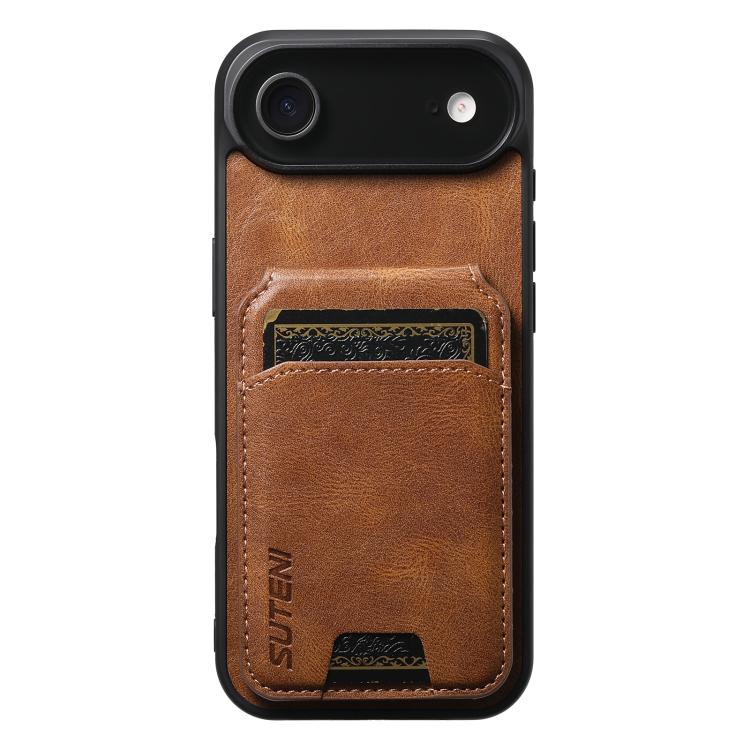 For iPhone Air Suteni H02 Leather Wallet Stand Back Phone Case(Brown) - iPhone Air Cases by Suteni | Online Shopping UK | buy2fix