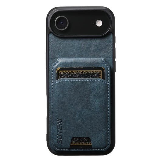 For iPhone 17 Air Suteni H02 Leather Wallet Stand Back Phone Case(Blue) - iPhone 17 Air Cases by Suteni | Online Shopping UK | buy2fix