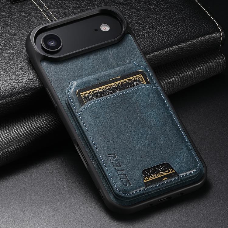 For iPhone 17 Air Suteni H02 Leather Wallet Stand Back Phone Case(Blue) - iPhone 17 Air Cases by Suteni | Online Shopping UK | buy2fix