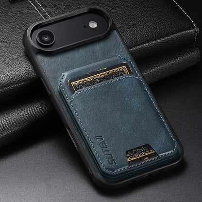 For iPhone 17 Air Suteni H02 Leather Wallet Stand Back Phone Case(Blue) - iPhone 17 Air Cases by Suteni | Online Shopping UK | buy2fix