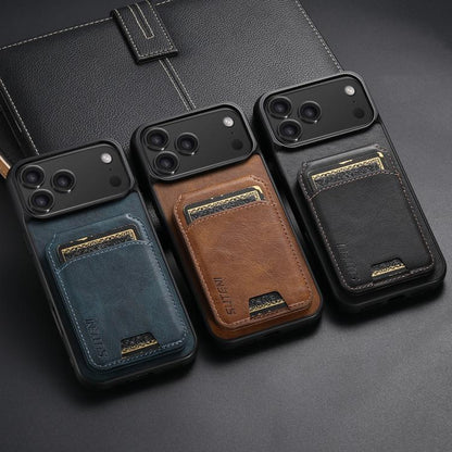 For iPhone 16 Pro Suteni H02 Leather Wallet Stand Back Phone Case(Black) by Suteni