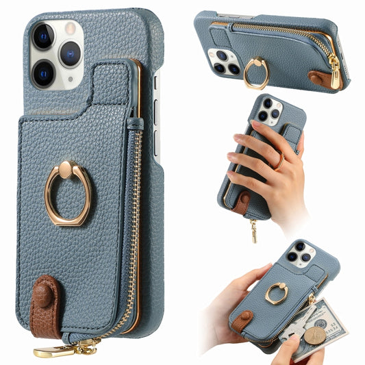 For iPhone 11 Pro Max Litchi Leather Oil Edge Ring Zipper Wallet Back Phone Case(Light Blue) - iPhone 11 Pro Max Cases by buy2fix | Online Shopping UK | buy2fix