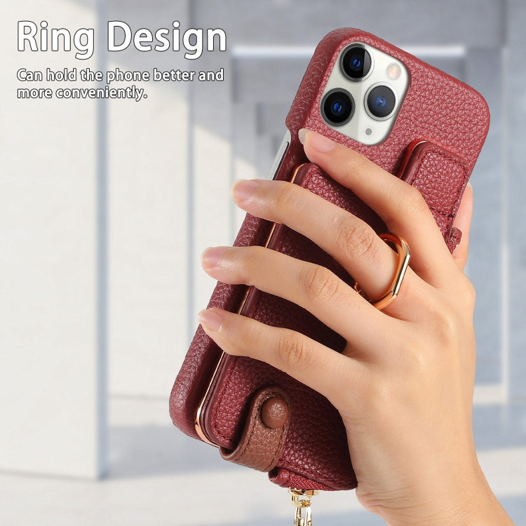 For iPhone 11 Pro Max Litchi Leather Oil Edge Ring Zipper Wallet Back Phone Case(Red) - iPhone 11 Pro Max Cases by buy2fix | Online Shopping UK | buy2fix