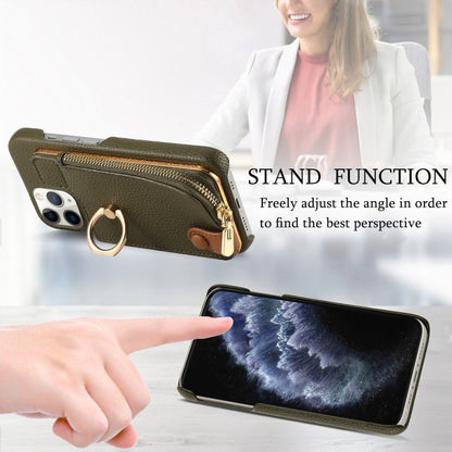 For iPhone 11 Pro Litchi Leather Oil Edge Ring Zipper Wallet Back Phone Case(Green) - iPhone 11 Pro Cases by buy2fix | Online Shopping UK | buy2fix