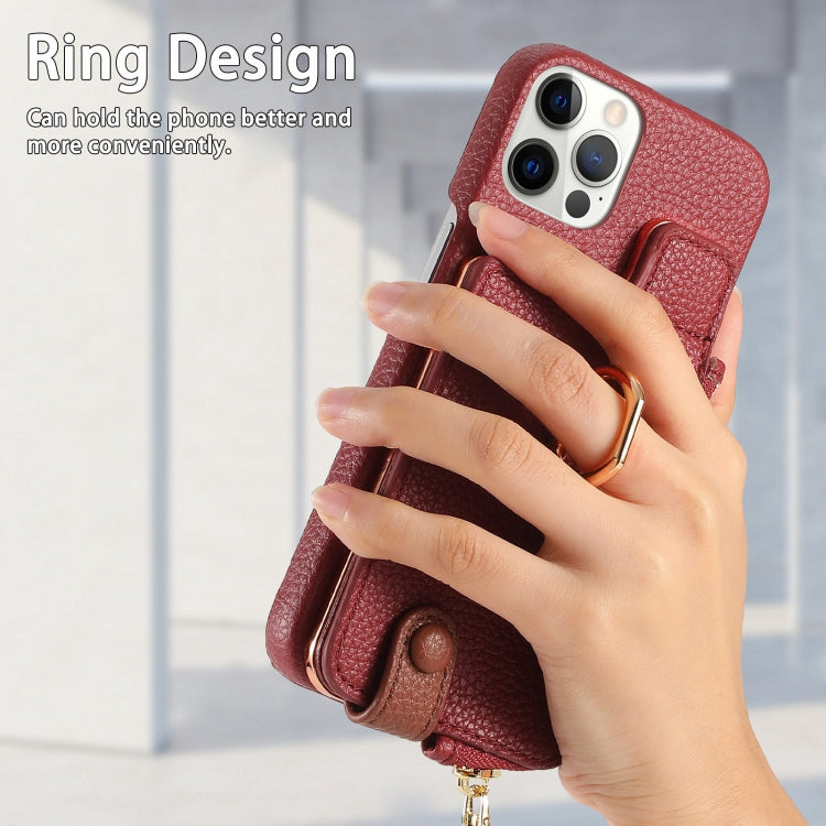 For iPhone 12 Pro Max Litchi Leather Oil Edge Ring Zipper Wallet Back Phone Case(Red) - iPhone 12 Pro Max Cases by buy2fix | Online Shopping UK | buy2fix