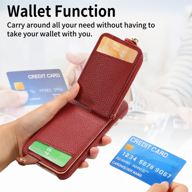 For iPhone 13 mini Litchi Leather Oil Edge Ring Zipper Wallet Back Phone Case(Red) - iPhone 13 mini Cases by buy2fix | Online Shopping UK | buy2fix