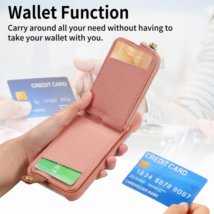 For iPhone 14 Pro Litchi Leather Oil Edge Ring Zipper Wallet Back Phone Case(Pink) - iPhone 14 Pro Cases by buy2fix | Online Shopping UK | buy2fix