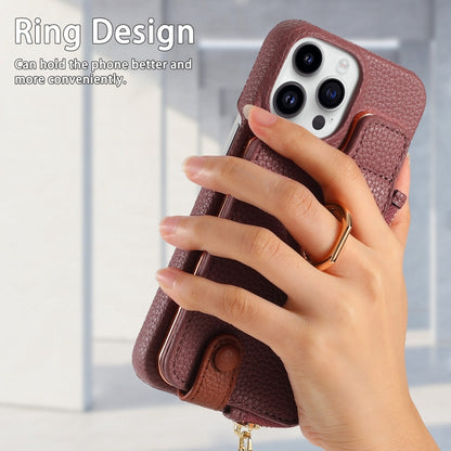 For iPhone 14 Pro Max Litchi Leather Oil Edge Ring Zipper Wallet Back Phone Case(Jujube Apricot) - iPhone 14 Pro Max Cases by buy2fix | Online Shopping UK | buy2fix
