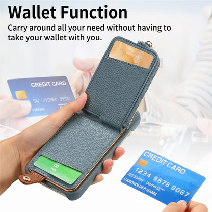 For iPhone X / XS Litchi Leather Oil Edge Ring Zipper Wallet Back Phone Case(Light Blue) - More iPhone Cases by buy2fix | Online Shopping UK | buy2fix