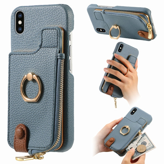 For iPhone XS Max Litchi Leather Oil Edge Ring Zipper Wallet Back Phone Case(Light Blue) - More iPhone Cases by buy2fix | Online Shopping UK | buy2fix