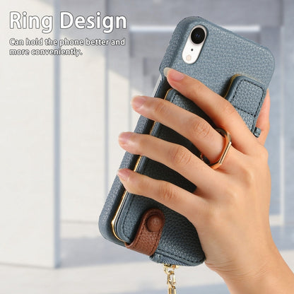 For iPhone XR Litchi Leather Oil Edge Ring Zipper Wallet Back Phone Case(Light Blue) - More iPhone Cases by buy2fix | Online Shopping UK | buy2fix