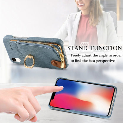 For iPhone XR Litchi Leather Oil Edge Ring Zipper Wallet Back Phone Case(Light Blue) - More iPhone Cases by buy2fix | Online Shopping UK | buy2fix