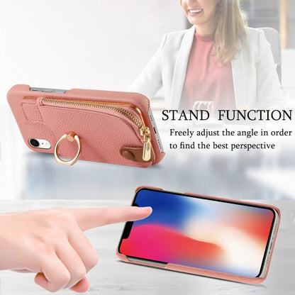 For iPhone XR Litchi Leather Oil Edge Ring Zipper Wallet Back Phone Case(Pink) - More iPhone Cases by buy2fix | Online Shopping UK | buy2fix
