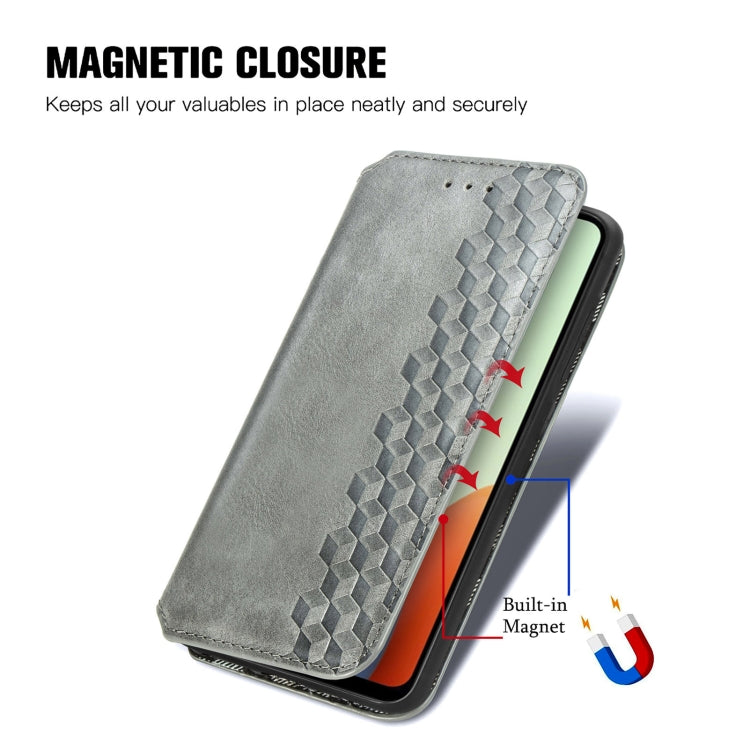 For Tecno Spark Go 2024 Cubic Grid Pressed Magnetic Leather Phone Case(Grey) by buy2fix