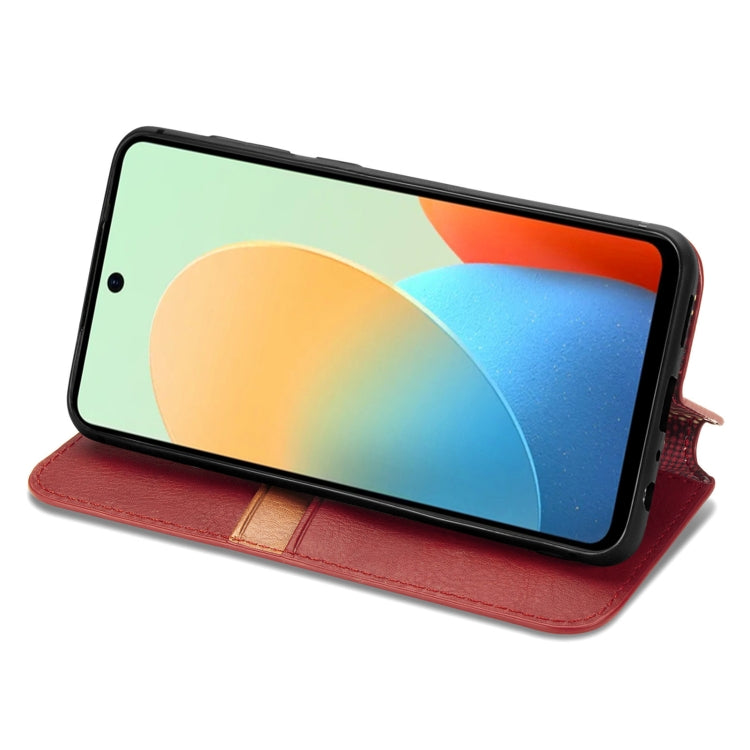 For Tecno Spark Go 2024 Cubic Grid Pressed Magnetic Leather Phone Case(Red) by buy2fix