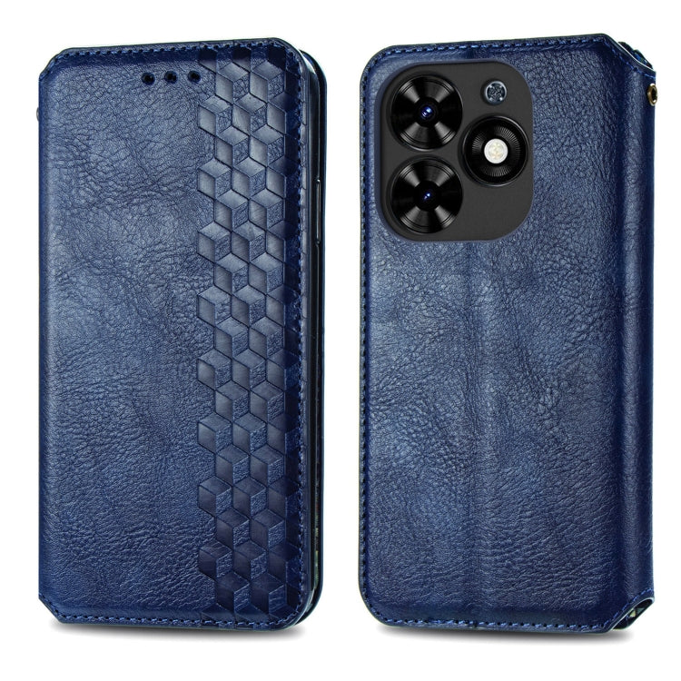 For Tecno Spark Go 2024 Cubic Grid Pressed Magnetic Leather Phone Case(Blue) by buy2fix