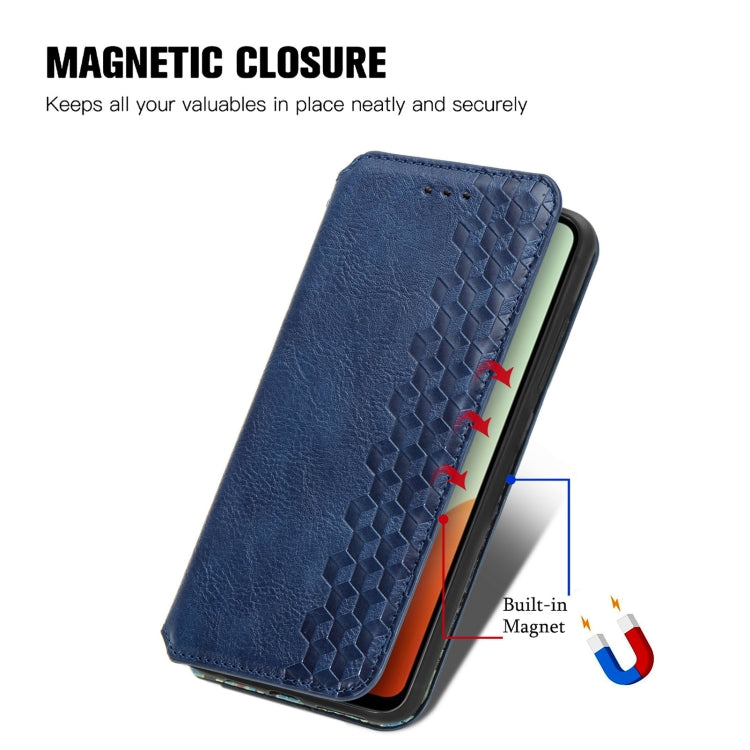 For Tecno Spark Go 2024 Cubic Grid Pressed Magnetic Leather Phone Case(Blue) by buy2fix