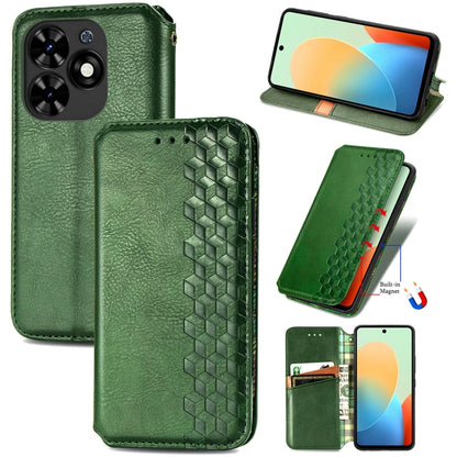 For Tecno Spark Go 2024 Cubic Grid Pressed Magnetic Leather Phone Case(Green) by buy2fix