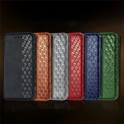 For Tecno Spark Go 2024 Cubic Grid Pressed Magnetic Leather Phone Case(Blue) by buy2fix