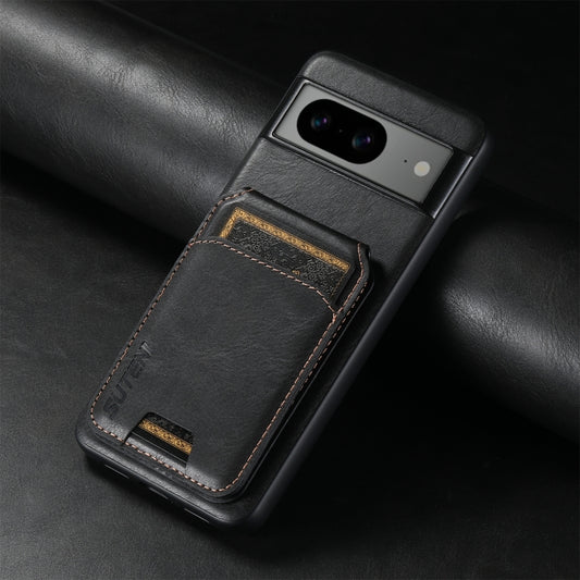 For Google Pixel 8a Suteni H02 Leather Wallet Stand Back Phone Case(Black) - Google Cases by Suteni | Online Shopping UK | buy2fix