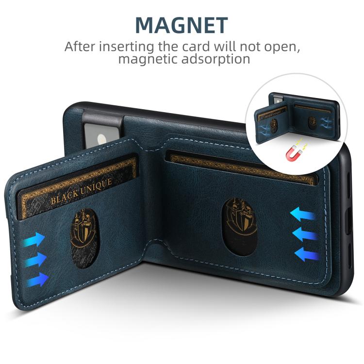 For Google Pixel 10 Pro Suteni H02 Leather Wallet Stand Back Phone Case(Blue) - Google Cases by Suteni | Online Shopping UK | buy2fix