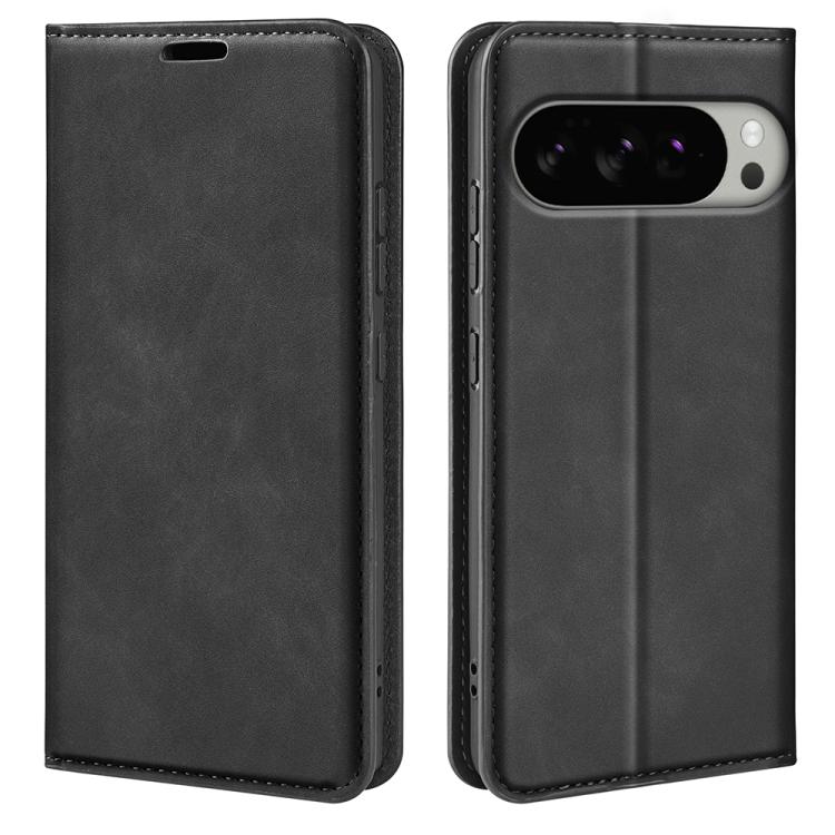 For Google Pixel 10 Pro XL Retro-skin Magnetic Suction Leather Phone Case(Black) - Google Cases by buy2fix | Online Shopping UK | buy2fix
