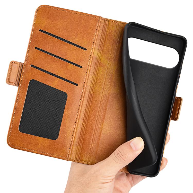 For Google Pixel 10 Pro XL Dual-side Magnetic Buckle Horizontal Flip Leather Phone Case(Yellow) - Google Cases by buy2fix | Online Shopping UK | buy2fix