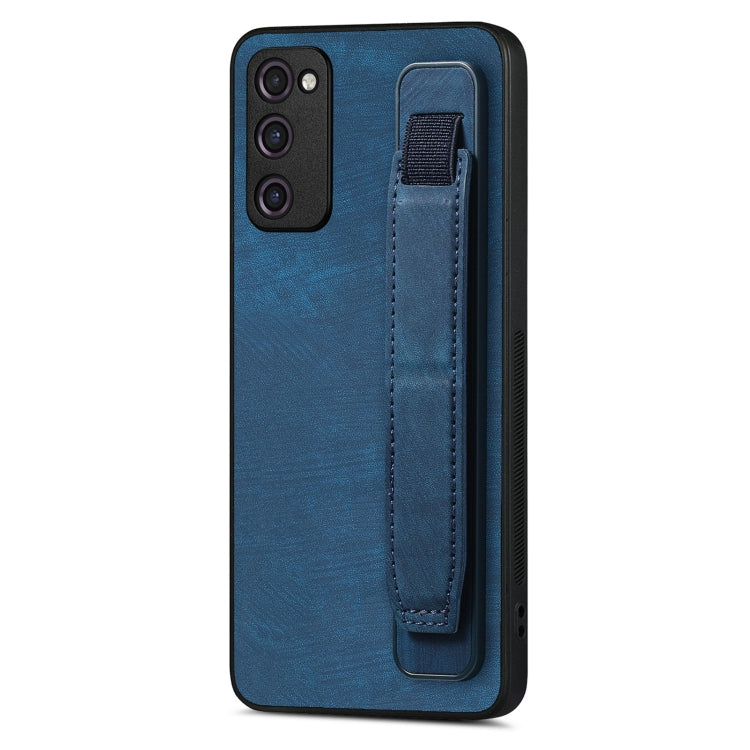 For Samsung Galaxy S20 FE Retro Wristband Holder Leather Back Phone Case(Blue) - Galaxy S20 FE Cases by buy2fix | Online Shopping UK | buy2fix