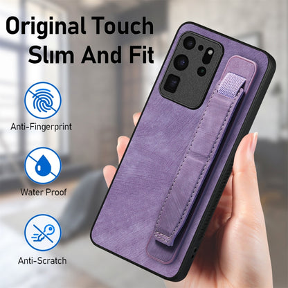 For Samsung Galaxy S20 Ultra 5G Retro Wristband Holder Leather Back Phone Case(Purple) - Galaxy Phone Cases by buy2fix | Online Shopping UK | buy2fix