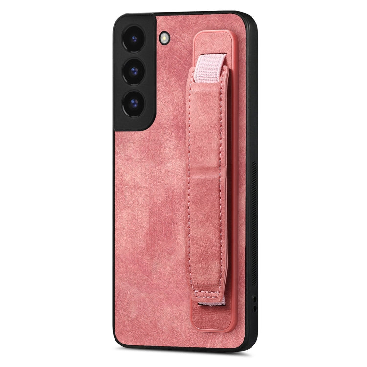 For Samsung Galaxy S22+ 5G Retro Wristband Holder Leather Back Phone Case(Pink) - Galaxy S22+ 5G Cases by buy2fix | Online Shopping UK | buy2fix