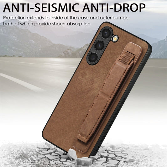 For Samsung Galaxy S23 5G Retro Wristband Holder Leather Back Phone Case(Brown) by buy2fix