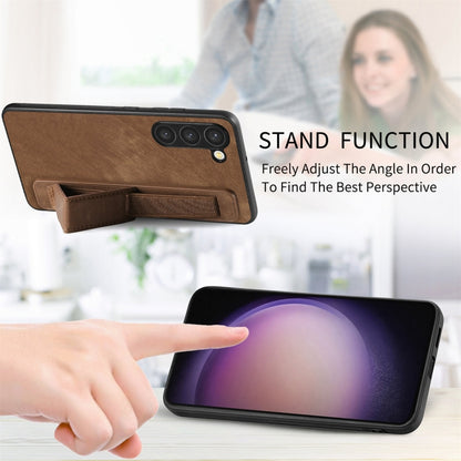 For Samsung Galaxy S23 5G Retro Wristband Holder Leather Back Phone Case(Brown) - Galaxy S23 5G Cases by buy2fix | Online Shopping UK | buy2fix