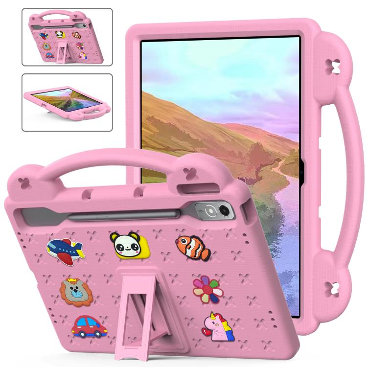 For  Lenovo Xiaoxin Pad Pro 12.7 2025 Handle Kickstand Children EVA Shockproof Tablet Case(Pink) - Lenovo by buy2fix | Online Shopping UK | buy2fix