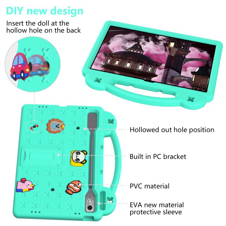 For  Lenovo Xiaoxin Pad Pro 12.7 2025 Handle Kickstand Children EVA Shockproof Tablet Case(Mint Green) - Lenovo by buy2fix | Online Shopping UK | buy2fix