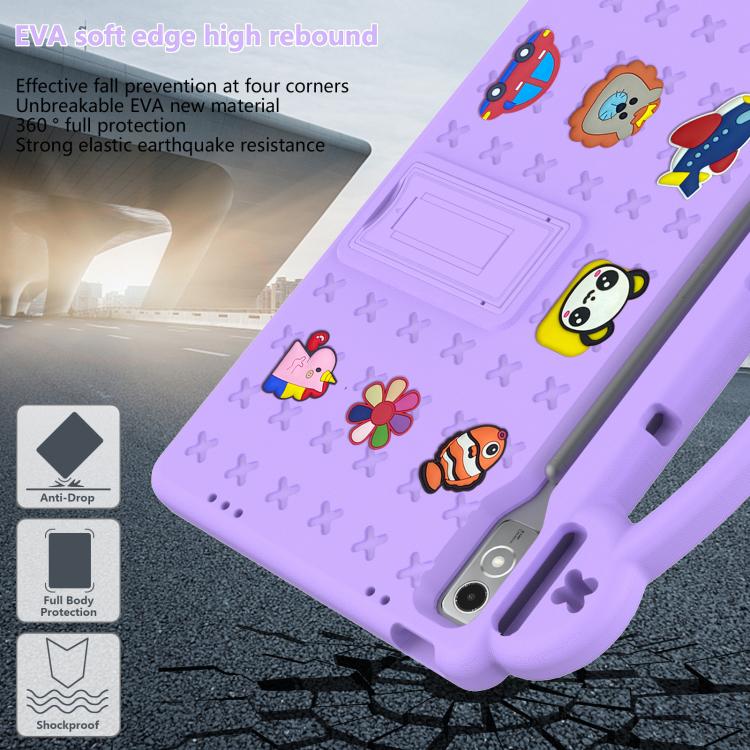 For  Lenovo Xiaoxin Pad Pro 12.7 2025 Handle Kickstand Children EVA Shockproof Tablet Case(Light Purple) - Lenovo by buy2fix | Online Shopping UK | buy2fix