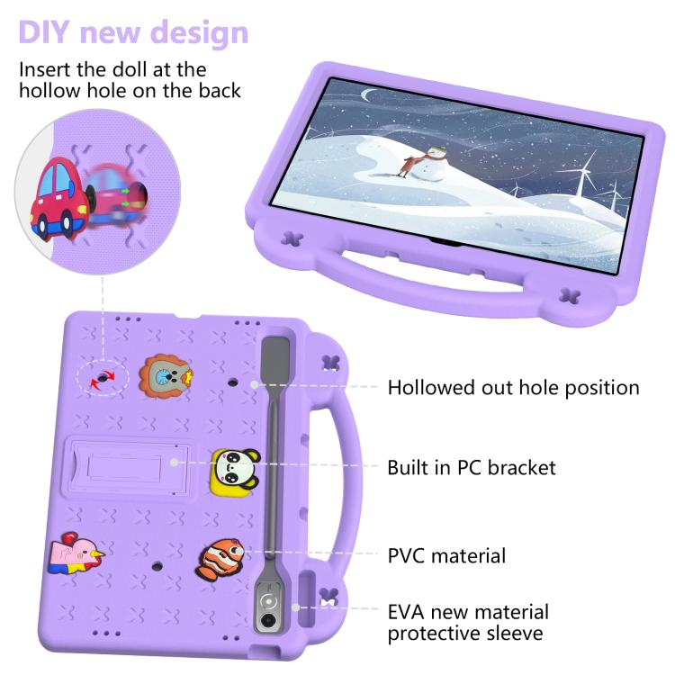 For  Lenovo Xiaoxin Pad Pro 12.7 2025 Handle Kickstand Children EVA Shockproof Tablet Case(Light Purple) - Lenovo by buy2fix | Online Shopping UK | buy2fix