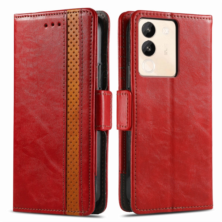 For vivo X100 CaseNeo Splicing Dual Magnetic Buckle Leather Phone Case(Red) - X100 Cases by imak | Online Shopping UK | buy2fix