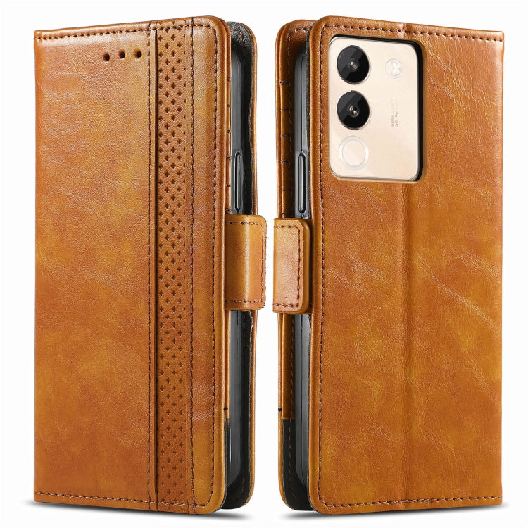 For vivo X100 Pro CaseNeo Splicing Dual Magnetic Buckle Leather Phone Case(Khaki) by buy2fix