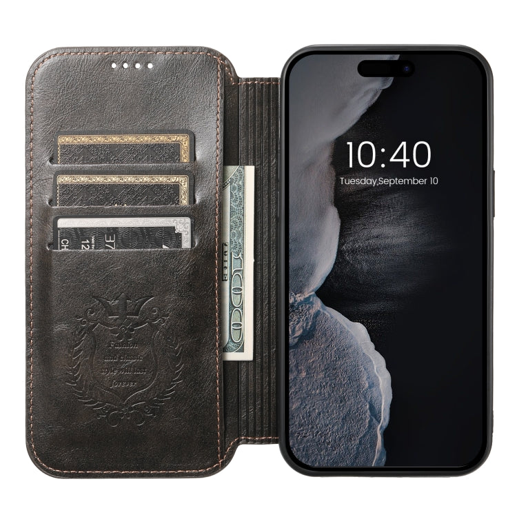 For iPhone 15 Suteni J05 Leather Magnetic MagSafe Phone Case(Black) - iPhone 15 Cases by Suteni | Online Shopping UK | buy2fix