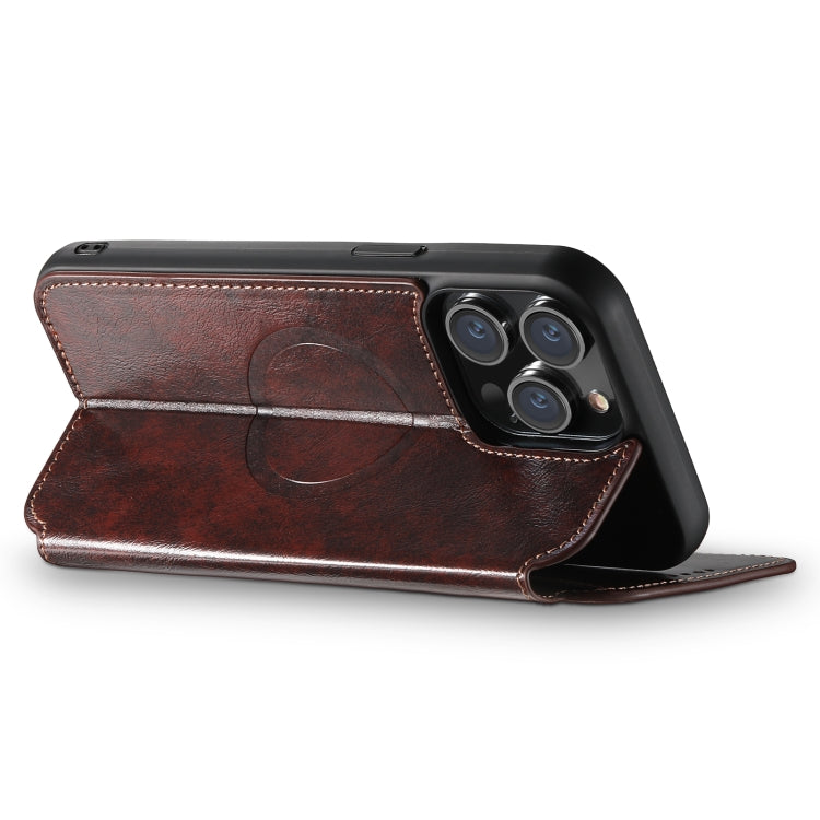 For iPhone 15 Suteni J05 Leather Magnetic Magsafe Phone Case(Brown) - iPhone 15 Cases by Suteni | Online Shopping UK | buy2fix