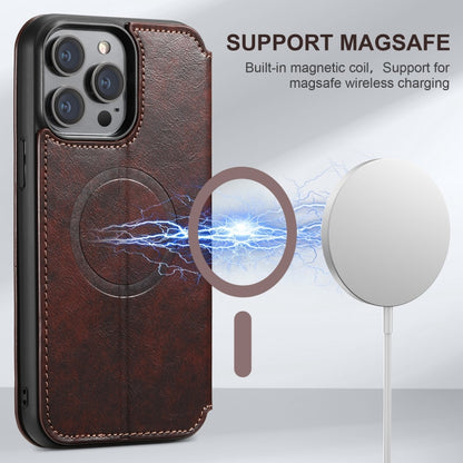 For iPhone 15 Pro Max Suteni J05 Leather Magnetic Magsafe Phone Case(Brown) - iPhone 15 Pro Max Cases by Suteni | Online Shopping UK | buy2fix