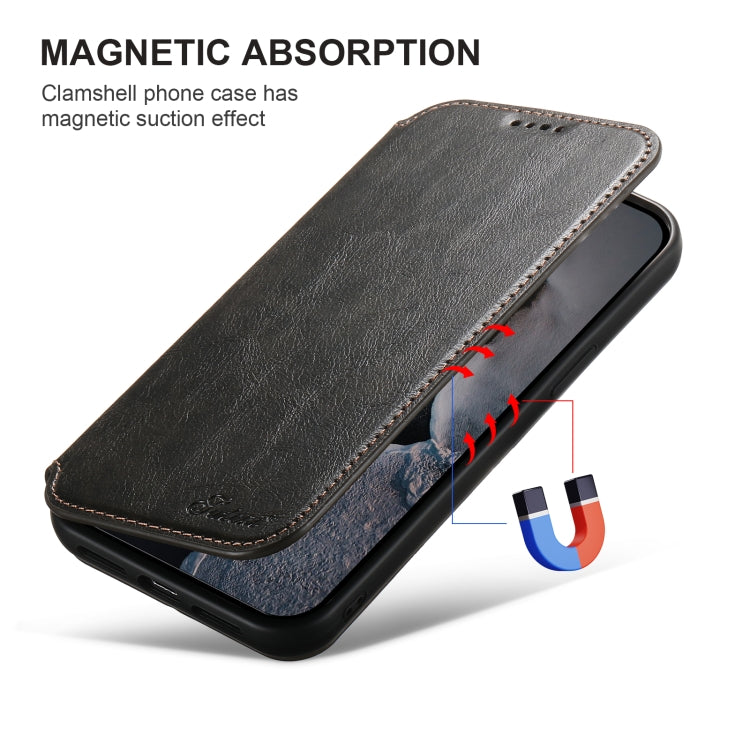 For iPhone 16 Suteni J05 Leather Magnetic MagSafe Phone Case(Black) by Suteni