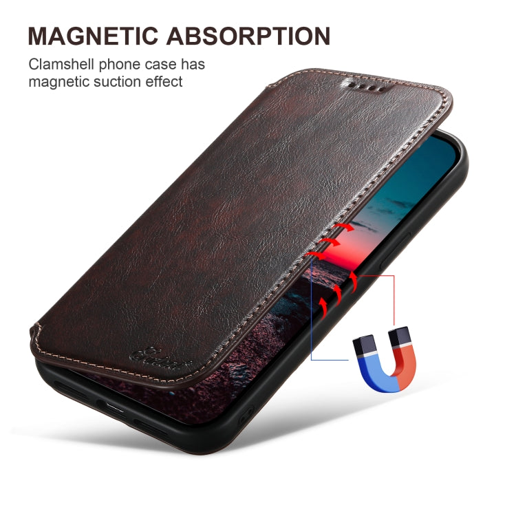 For iPhone 16 Suteni J05 Leather Magnetic MagSafe Phone Case(Brown) by Suteni